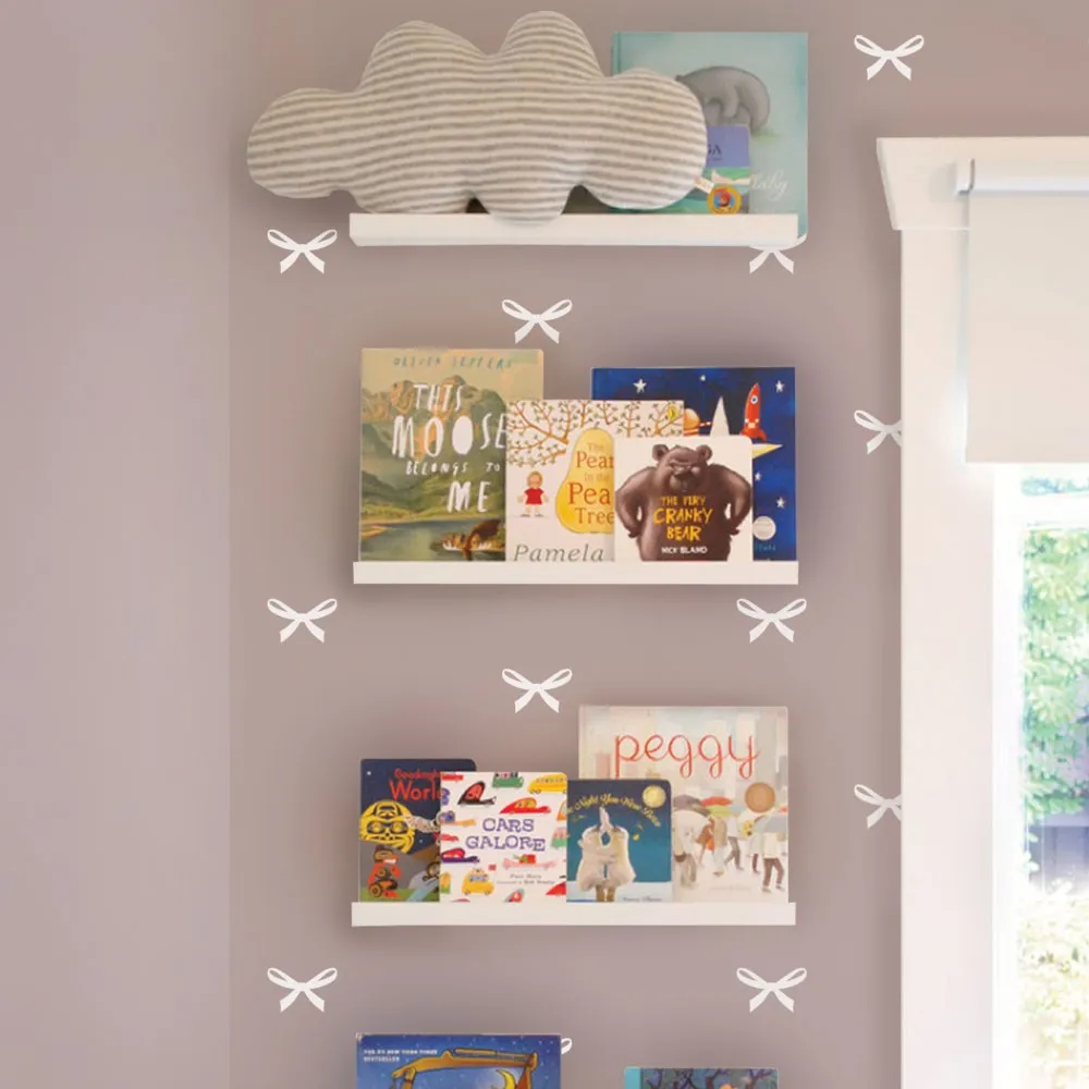 50pcs Ribbons Wall Stickers For Kids Room Princess Girl Bedroom Bow Wall Decals Vinilos Paredes Removable Vinyl DIY Mural A407