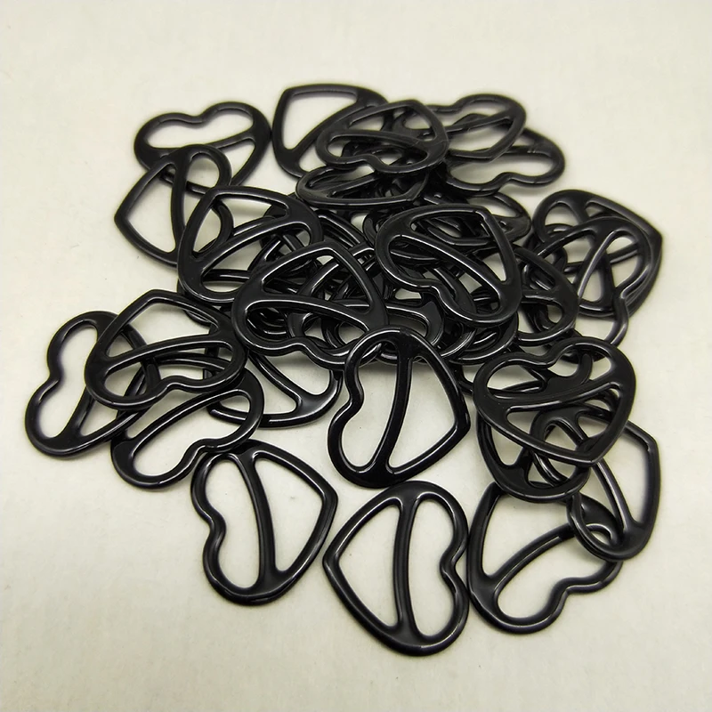 Heart shape Bra material PP metal bra strap hooks Nylon Coated Lingerie 12 mm 12 pcs/lot