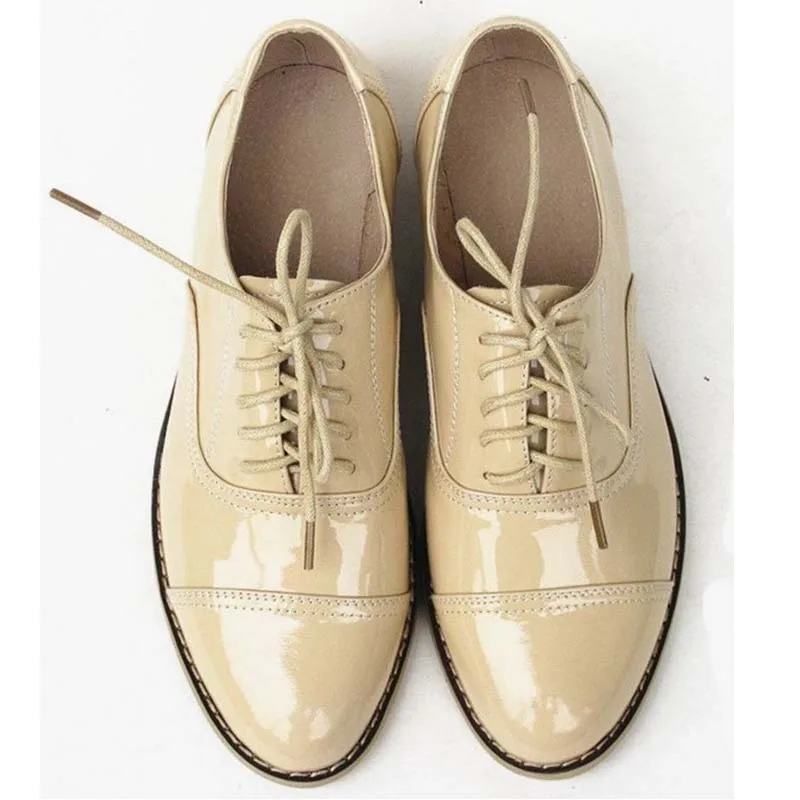 

Genuine leather ladies shoes women handmade vintage round Toe British oxford shoes for women casual lace-up brogues single shoes