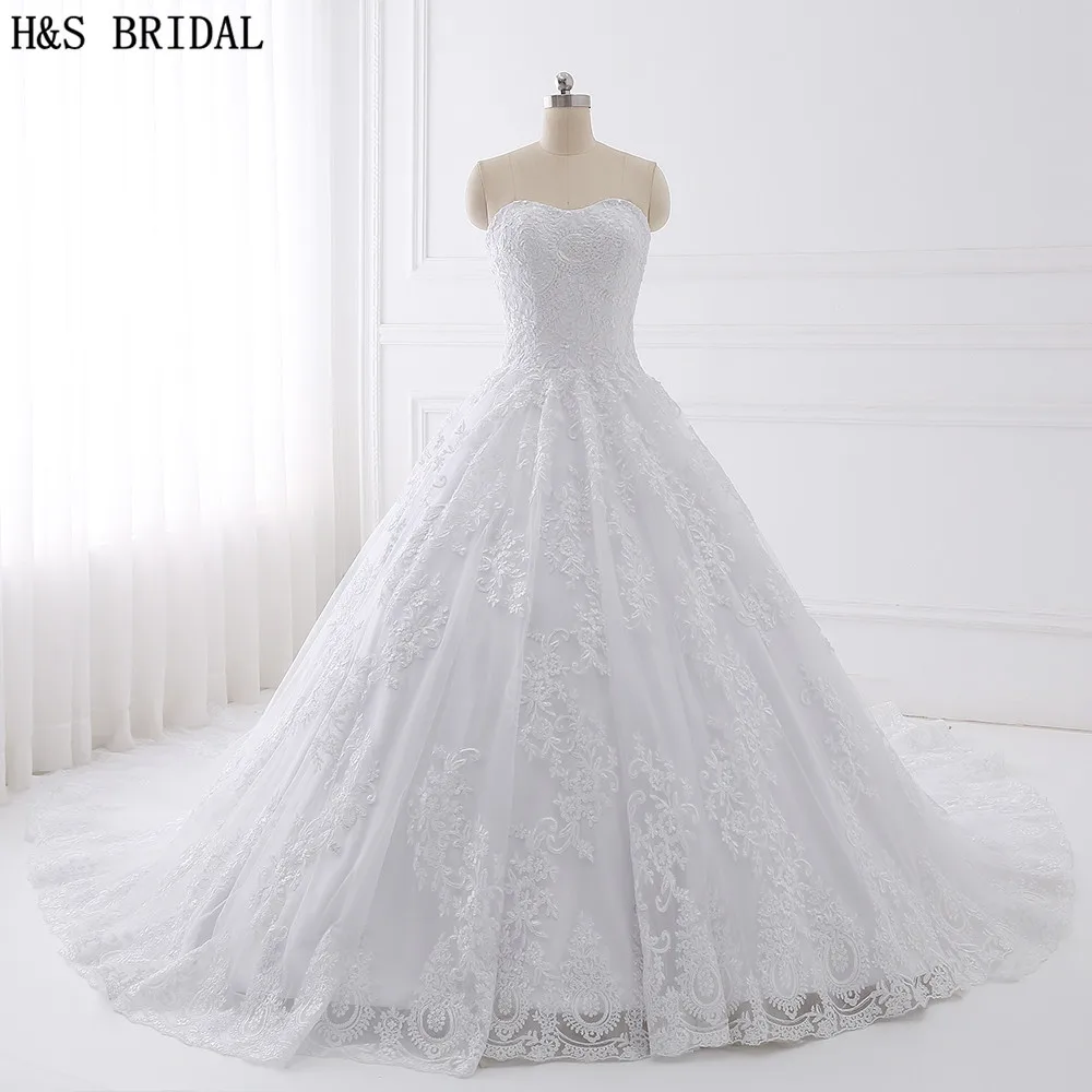 H & S BRIDAL suknia balowa suknia ślubna suknie ślubne Real Photo Vestido De Novias Sweetheart suknia ślubna biała suknia ślubna dla nowożeńców sukienka