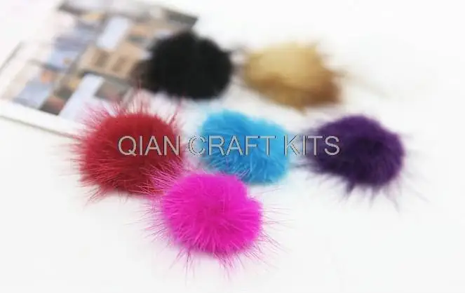 80pcs DIY mini Genuine Mink Fur ball Furry Ball for Mobile Phone Tag, Handbag Charm, Keychain (20-30mm)