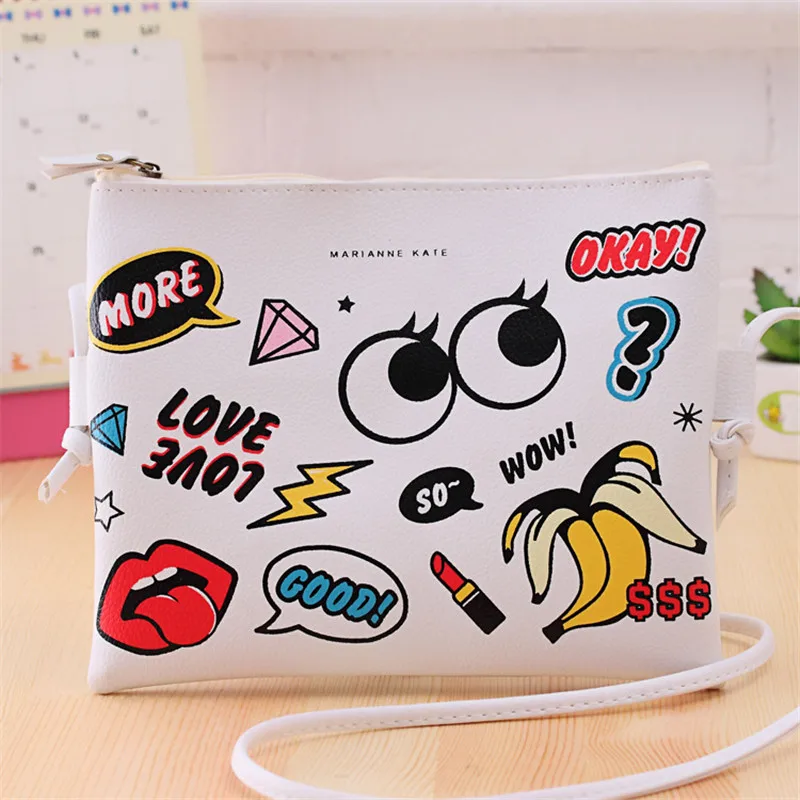 

New Fashion Women Messenger Bags Cartoon Printed Graffiti Handbag Mini Crossbody Shoulder Bag Ladies Bolsa Feminina KB-015