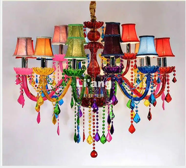 Colorful Crystal Chandelier Living Room lustres de cristal Decoration Colorful Pendant Art Chandeliers Home Lighting Indoor Lamp