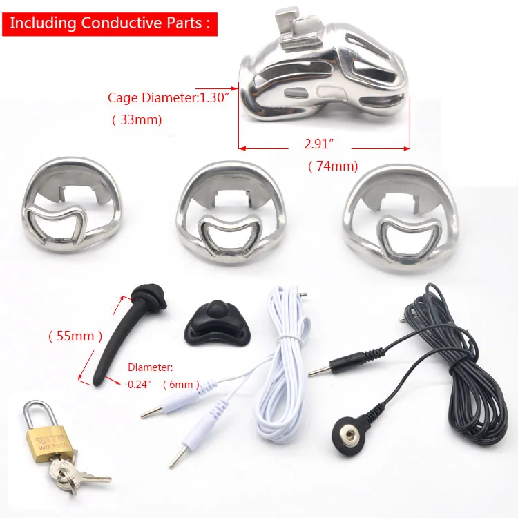 CHASTE BIRD New Design 316 Stainless Steel Metal Electric DIY Chastity Device Cock Ring Penis Ring Adult Sex Toys BDSM A370-SS-1