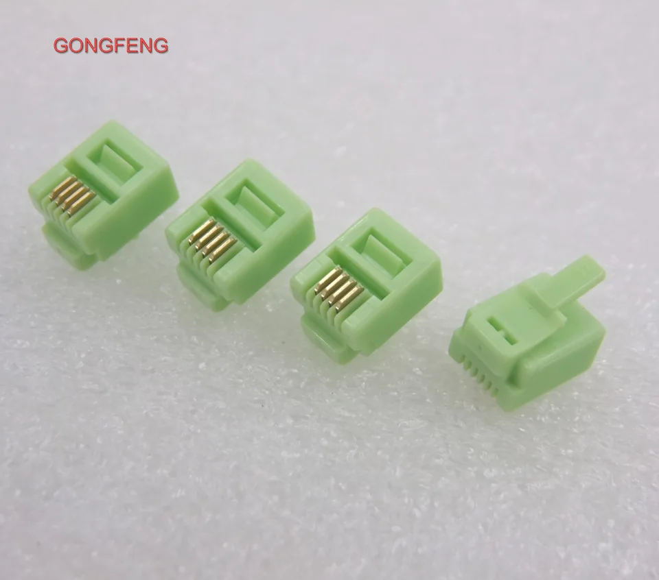 

GONGFENG 100pcs NEW 6P4C four core RJ11 Color Phone Crystal head Connector genuine Special Wholesale shipping to Russia