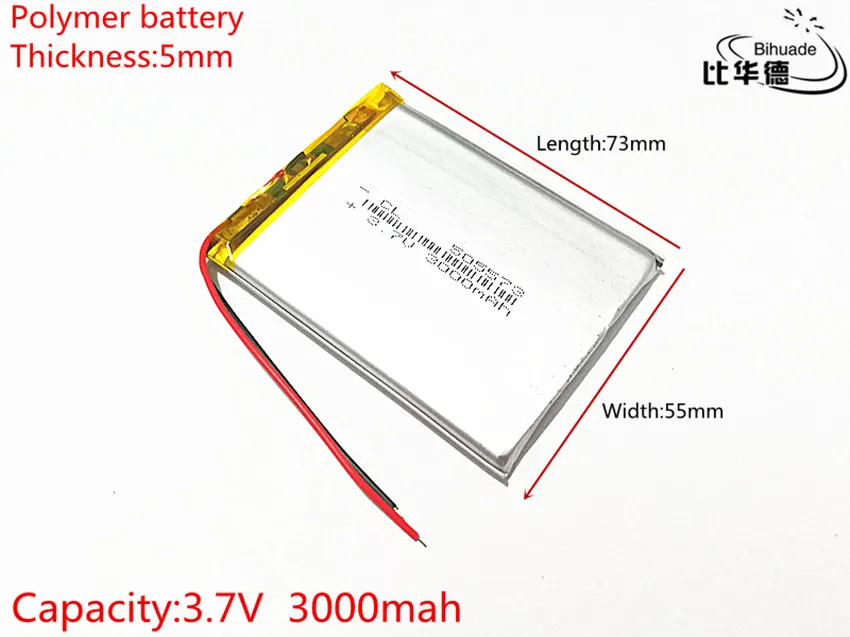 Litowa bateria energetyczna 3.7 V 2500 mAh 505573 bateria litowo polimerowa Li jonowy akumulator Lipo akumulator