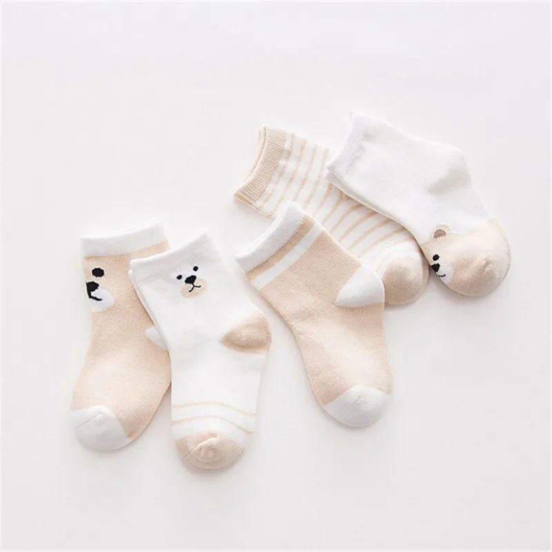 Lawadka 5Pairs/Set Newborn Baby Boys Girls Socks Striped Cotton Cartoon Fashion Socks For Girls Boys Toddler Autumn Winter 0-3Y