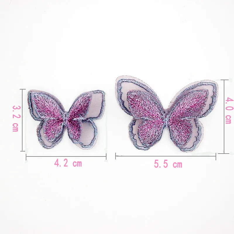 20PCS Double-layer Embroidery Butterflies 3D Handmade Butterfly Patch Appliques for DIY Jewlery Making, Hair Accessories