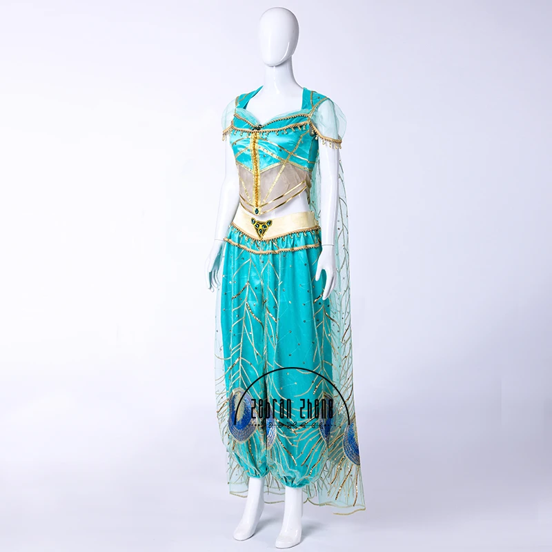 New Movie Jasmine Princess Embroidery Cosplay Costume For Adult Women Girls Halloween Costume Custom Made