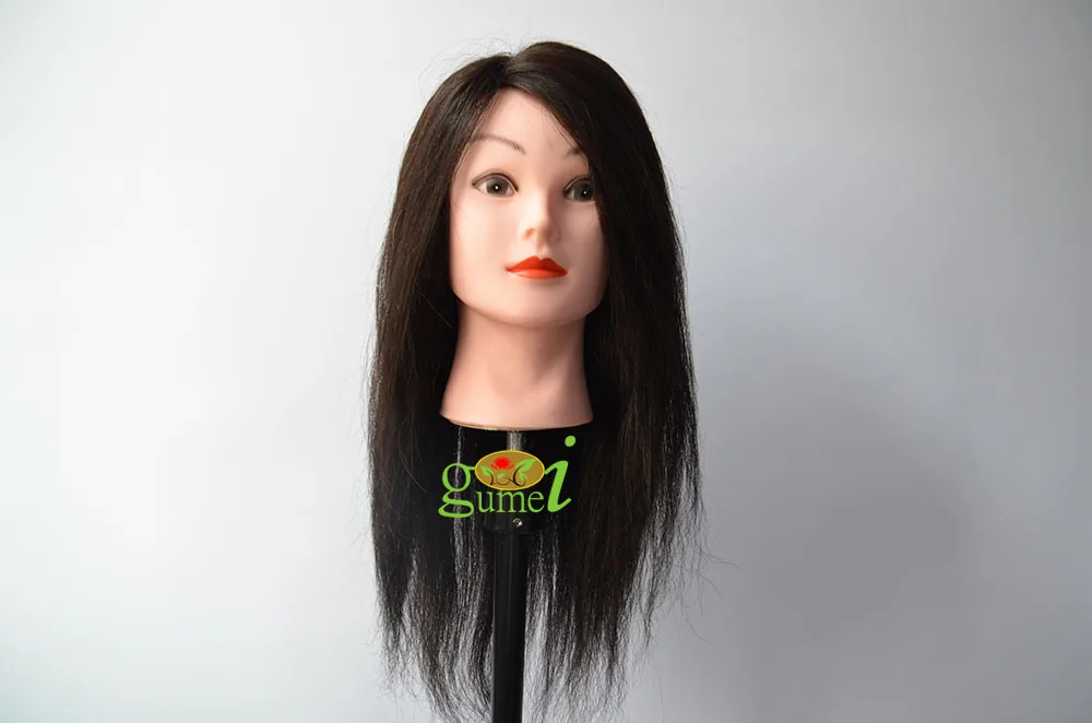 

100% Real Human Black 55cm Longest Human Hair Mannequin Head Hair Hairdressing Cutting Training Mannequin Head With Clamp