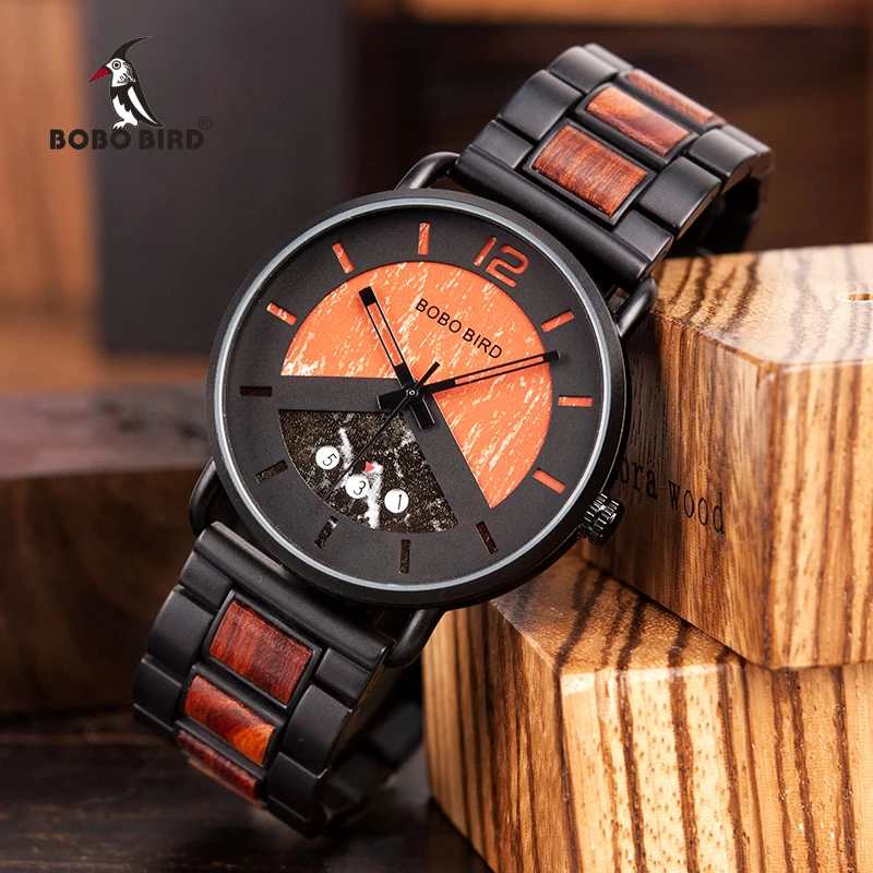 relogio masculino BOBO BIRD New Men Watch Luxury Stylish Wooden Timepieces Chronograph Military Quartz Watches Men\'s Great Gifts