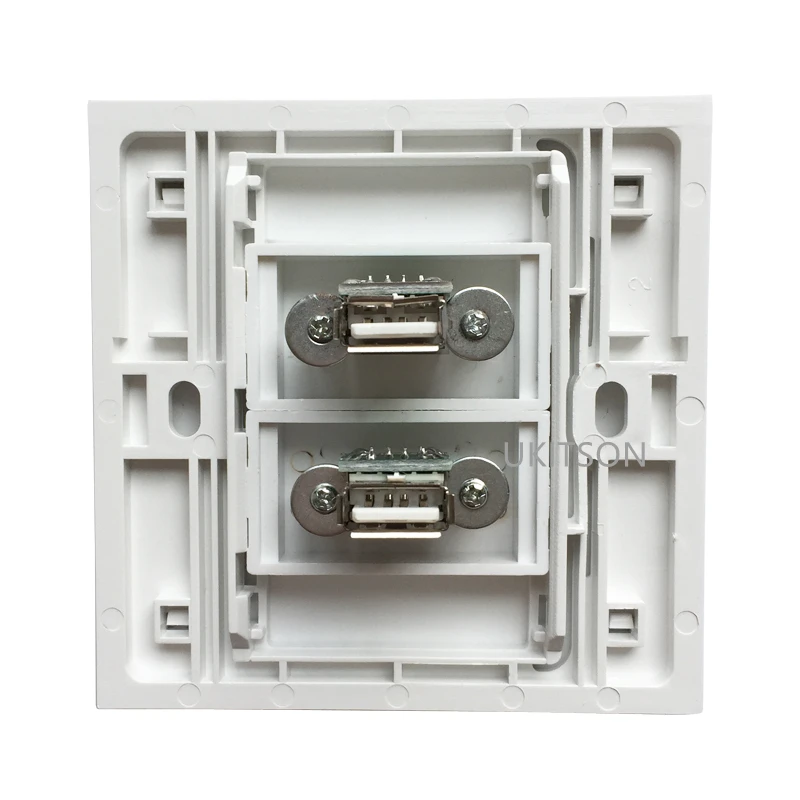 Dual USB2.0 Port Wall Panel Outlet 2 USB Socket Faceplate 86x86mm For Data Transfer image 2