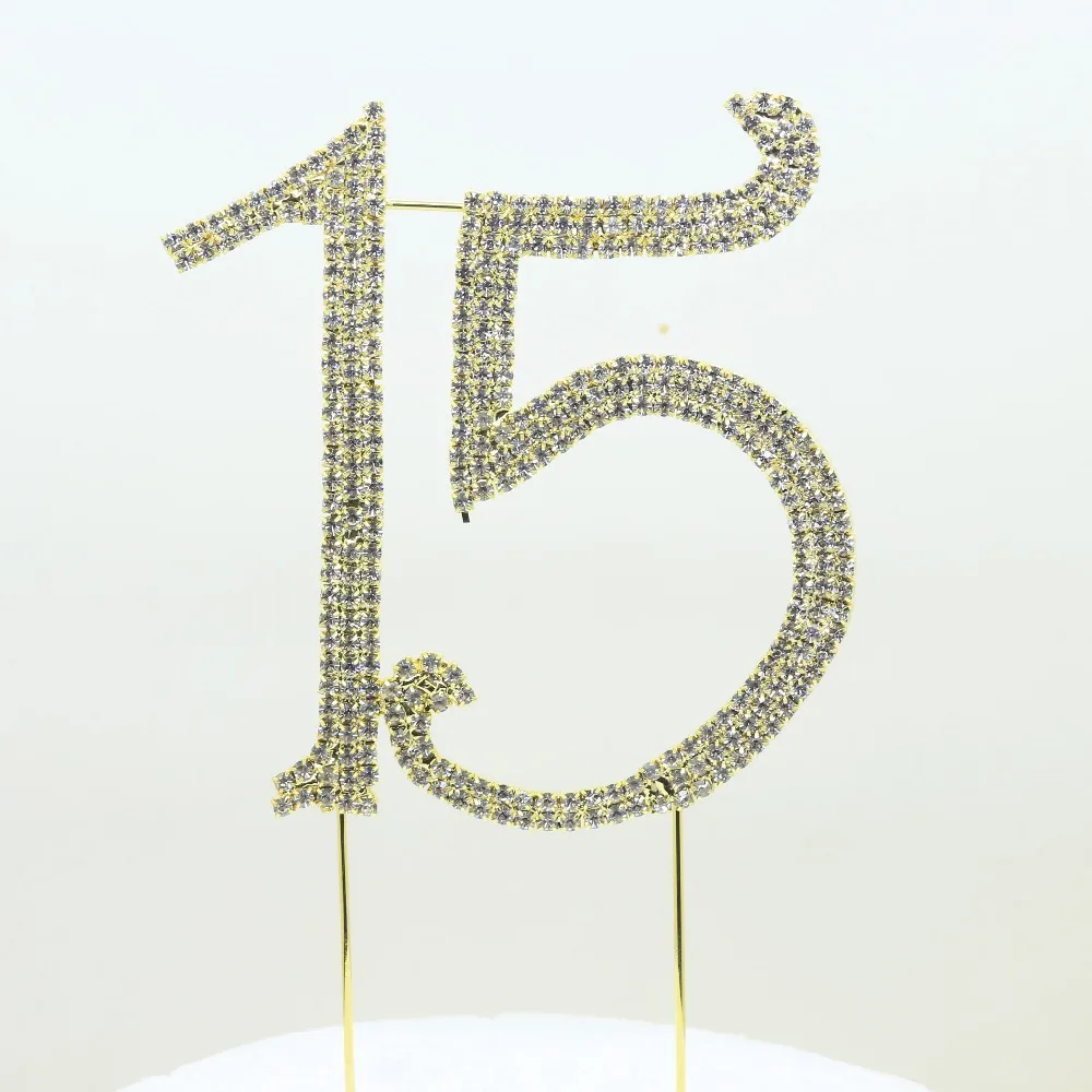 Bruiloft 1pcs/pack 15th Rhinestone Cake Diy Topper Party Supplies Wholesale For Birthday Decorations Anniversary Free Shipping