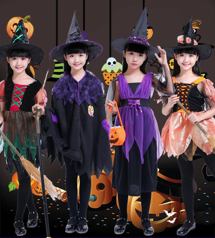 

Girl Witch Dress Princess Party Dresses Tutu Baby Kids Children Clothing Cape Cloak Costume Carnival Halloween Costumes