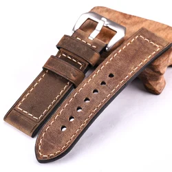 Handmade Retro Cowhide Leather Watch Band Strap 5 Colors Men Women Stainless Steel Buckle 22mm 24mm Watchbands