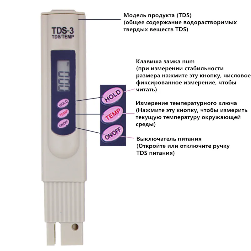 Medidor Digital de TDS, filtro de calidad del agua, calibrador de pureza por retención de temperatura, botón de 20% de descuento, 10 unidades por lote