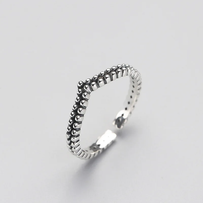 

Retro style S925 Sterling Silver Rings for women Vintage stone silver ring female bague femme