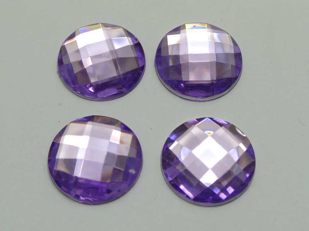 

50 Purple Acrylic Flatback Rhinestone Round Gem Beads 20mm No Hole