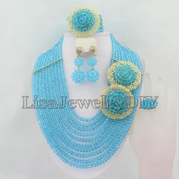 

2019 Crystal Nigerian Wedding Beads Jewelry Sets African Beads Jewelry Necklace Sets HD4466