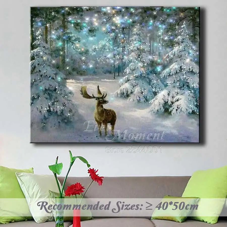 Ever Moment 5D DIY Diamond Painting Deer Elk Diamond Mosaic Picture Of Christmas Trees Gift Home Decor ASF1053