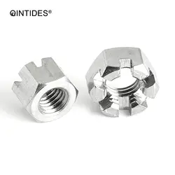 QINTIDES Hexagonal Slotted Thin Nuts Set M6-M20 304 Stainless Steel Non-TriSlotted Standard Hex Nut for Various Applications