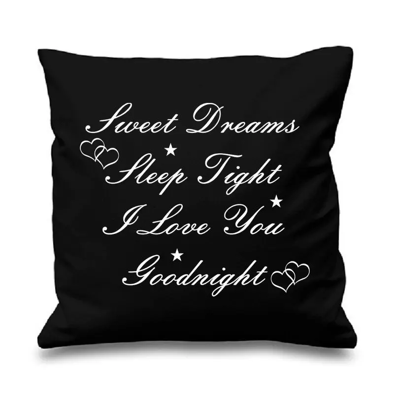 Quote Sweet Dreams Sleep Tight Goodnight Cushion Cover Throw Pillow Case Love Heart Letter Pillows Cases Valentine Gift Decor 18