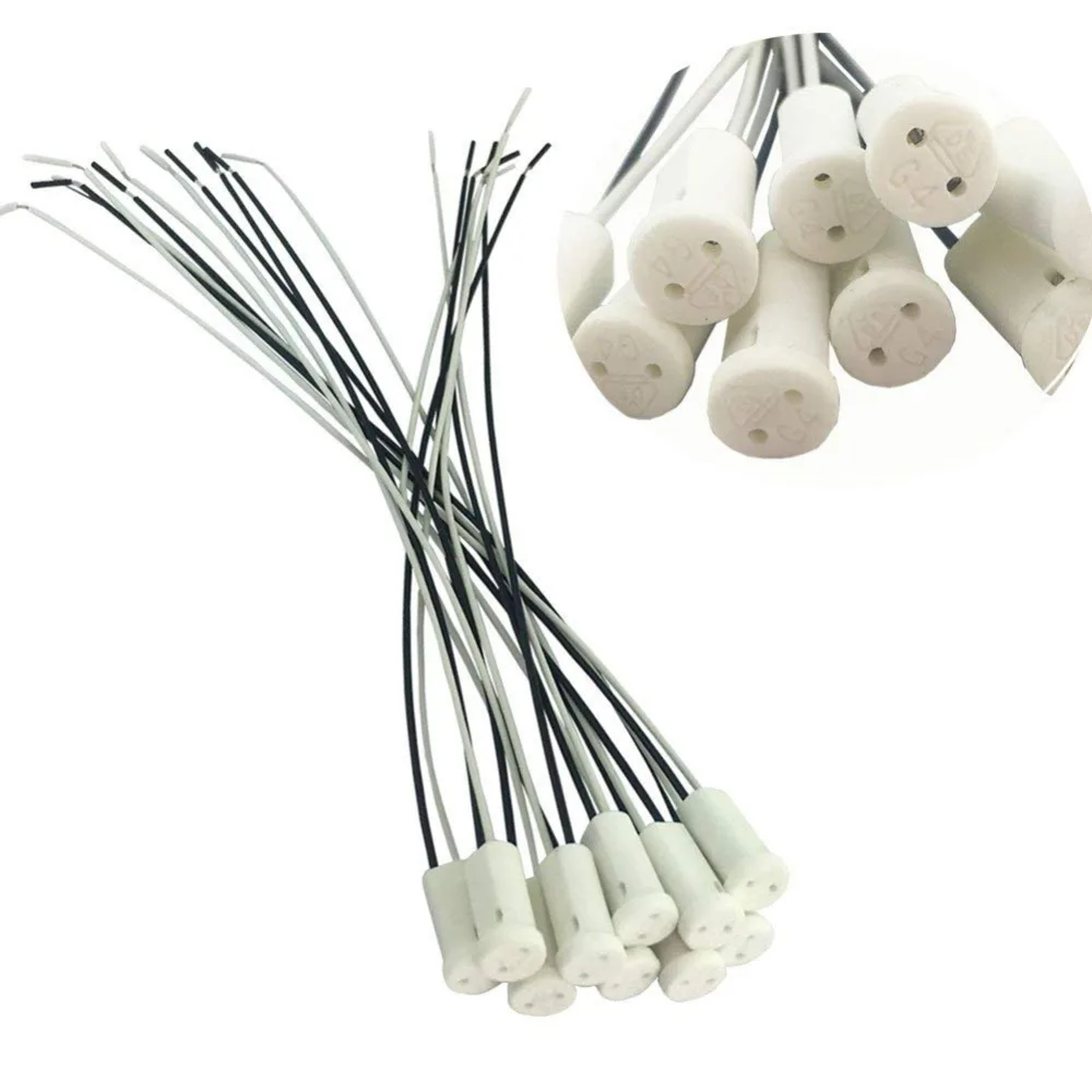 10pcs/lot G4 Lamp Base Lamp Holder Ceramic Connector Socket with Cable for G4 LED Halogen Lamp Light
