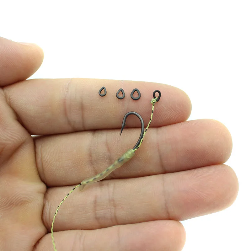 50 pçs anéis de equipamento de pesca da carpa plana oval lágrima gota anéis equipamento de cabelo forma pérola micro anel para equipamentos de carpa terminal enfrentar