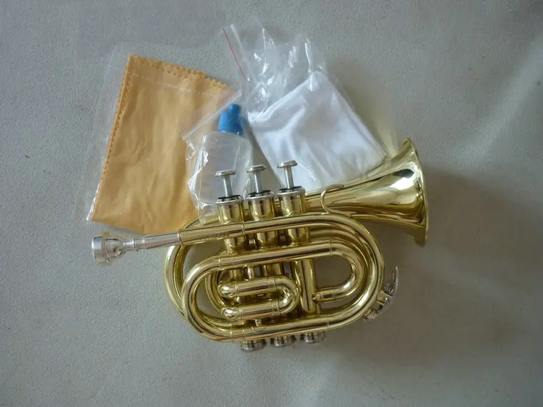 High Quality Brass Bb Pocket Trumpet Cornet Appearance Golden Plated TR-400 Bb Trumpete Professional Trompeta With Case