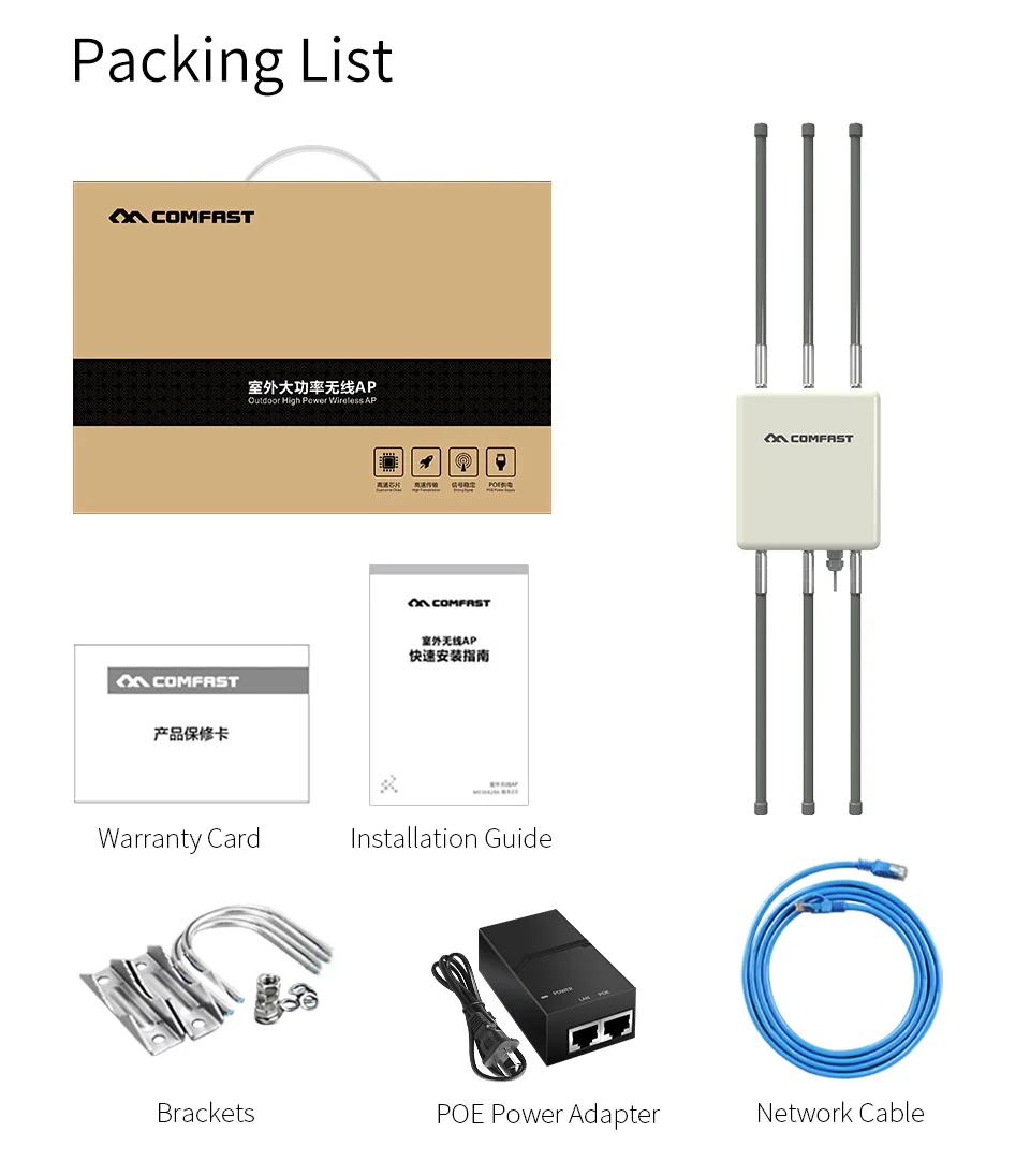 Comfast 1750Mbps Dual Band 2.4G&5.8G Outdoor CPE Signal Hotspot Amplifier Long Range 360 Degree WiFi Cover Base Station WA900V2