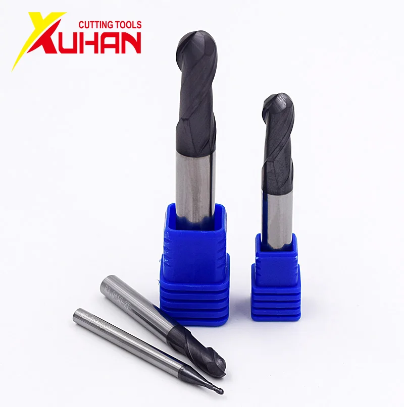 Ball nose end mill 2 flutes 100mm 150mm length cnc end milling cutter for metal face and slot machining hrc50 coated end mills