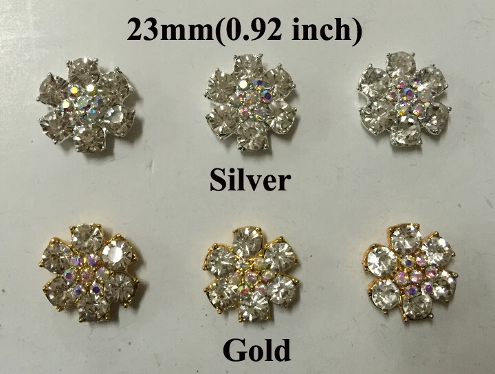 Free Shipping Wholesale 23mm Flat Back Rhinestone Button For Hair Flower Wedding Invitation 60pcs/lot BHP03023