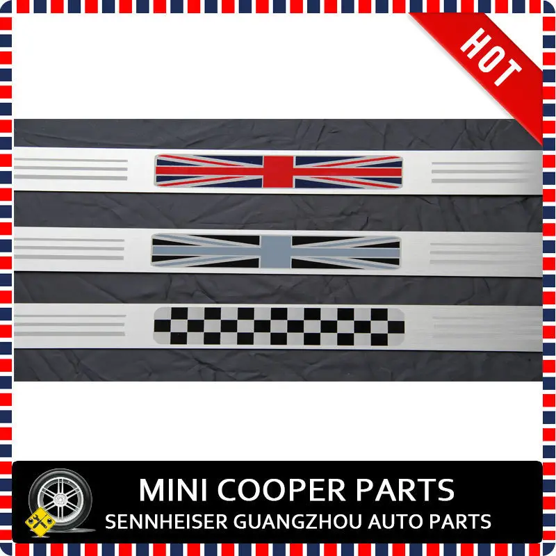 Brand New stainless steel Material UV Protected Checker Style Door Sill Plate For mini cooper r56 only (2 pcs/Set)