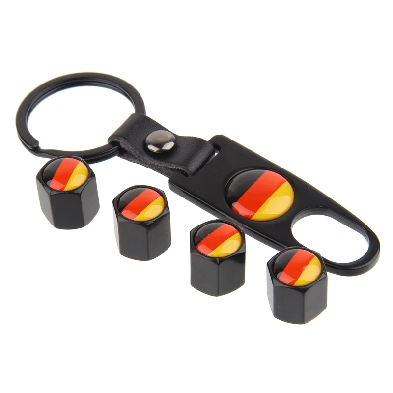 HAUSNN Car Tire Valve Caps Stem Caps Auto Accessories Styling Dustproof Germany Flag For Audi Benz BMW Volkswagen VW