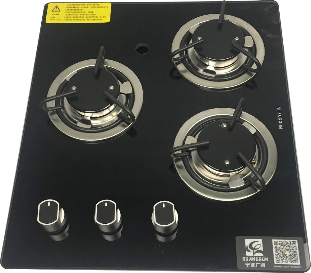 

3 Burner LPG Gas Stove Hob With Tempered Glass 3*1.8KW 420*370*70mm GR-B008 Boat Caravan RV