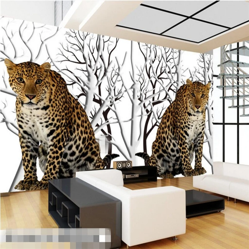 beibehang Custom Photo Wallpaper 3D Fresco HD Jungle Flower Leopard TV Living Room Bedroom Background Wall papel de parede