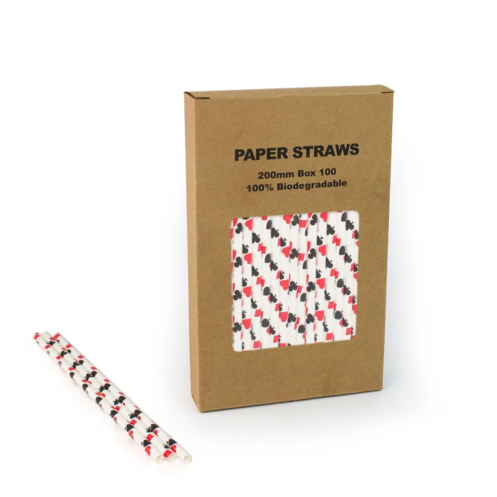 Free Shipping 100% Biodegradable Paper Straws Drinking Paper Straws Casino Paper Straws 104 Box(100pcs)