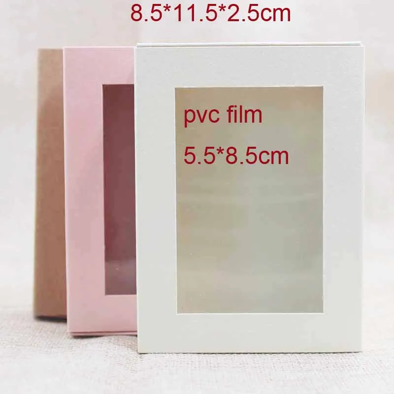 10pcs kraft/beige/pink gift jewelry package& display window box DIY slide box for wedding favors/products display show