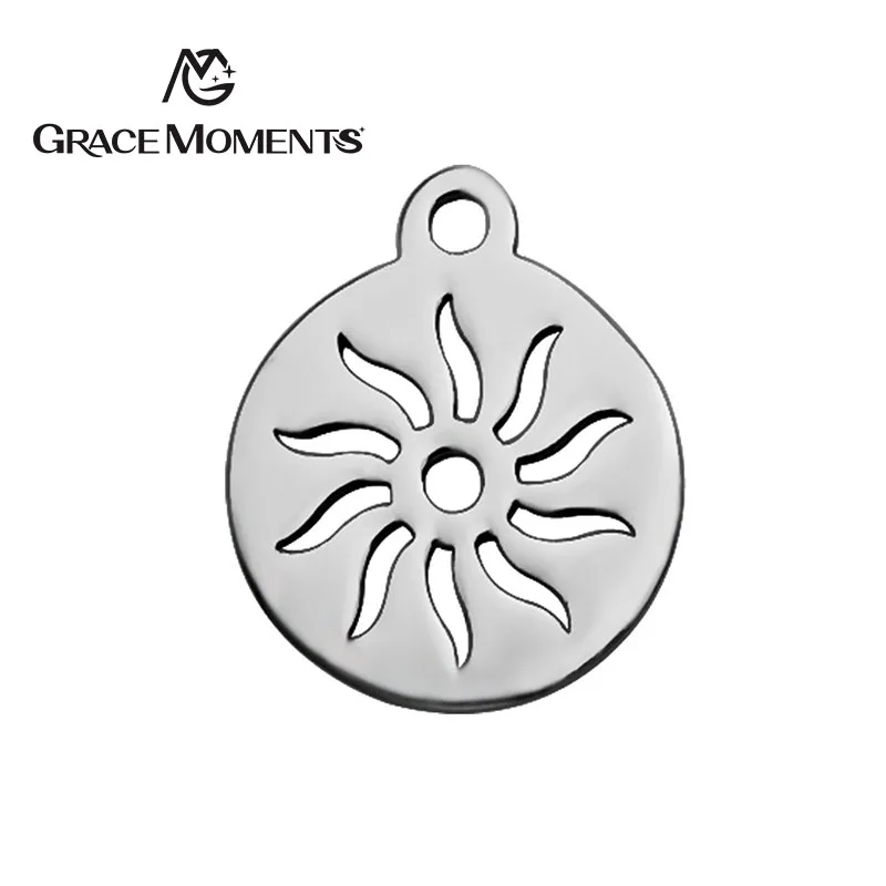 

GRACE MOMENTS Sun Shape Stainless Steel Radiant Shiny Charm Bracelets Necklace DIY Jewelry