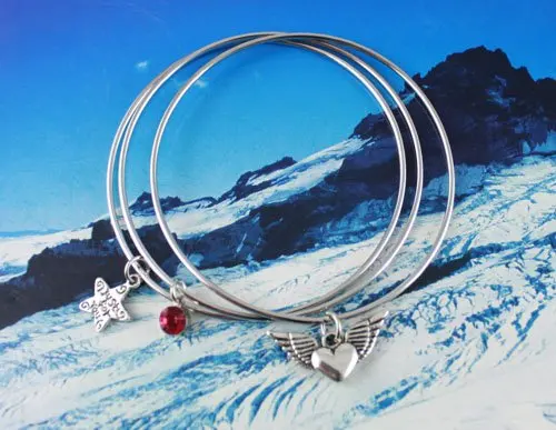 

30PCS Heart Star Charm Triple Bangle Bracelet #20350