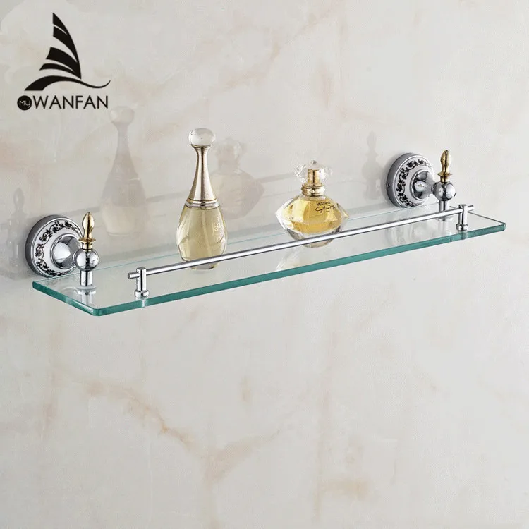 Imagem -02 - Prateleiras Materiais do Banho do Metal do Revestimento Dourado Único Vidro Moderado na Parede Suporte do Armazenamento do Banheiro St6713