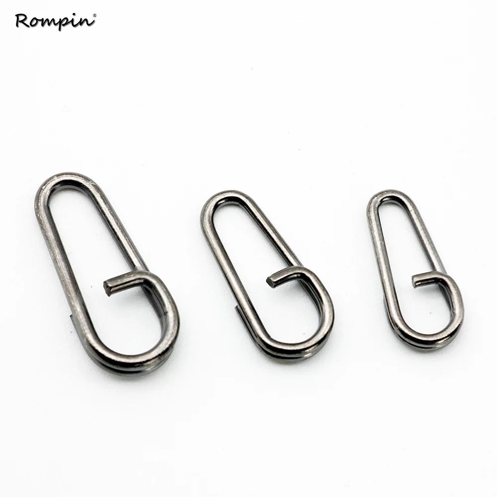 Rompin 50pcs/lot Snap Swivel Bent Head Oval Split Rings 16mm 18mm 21mm Lure Fishing Tackle Steel Fishing lures Split