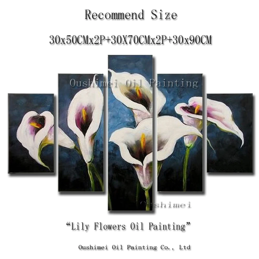 

Hand Painted Modern Picture on Canvas Wall Art Lily Flower Painting Hang Paintings Group Of Oil Painting For Living Room