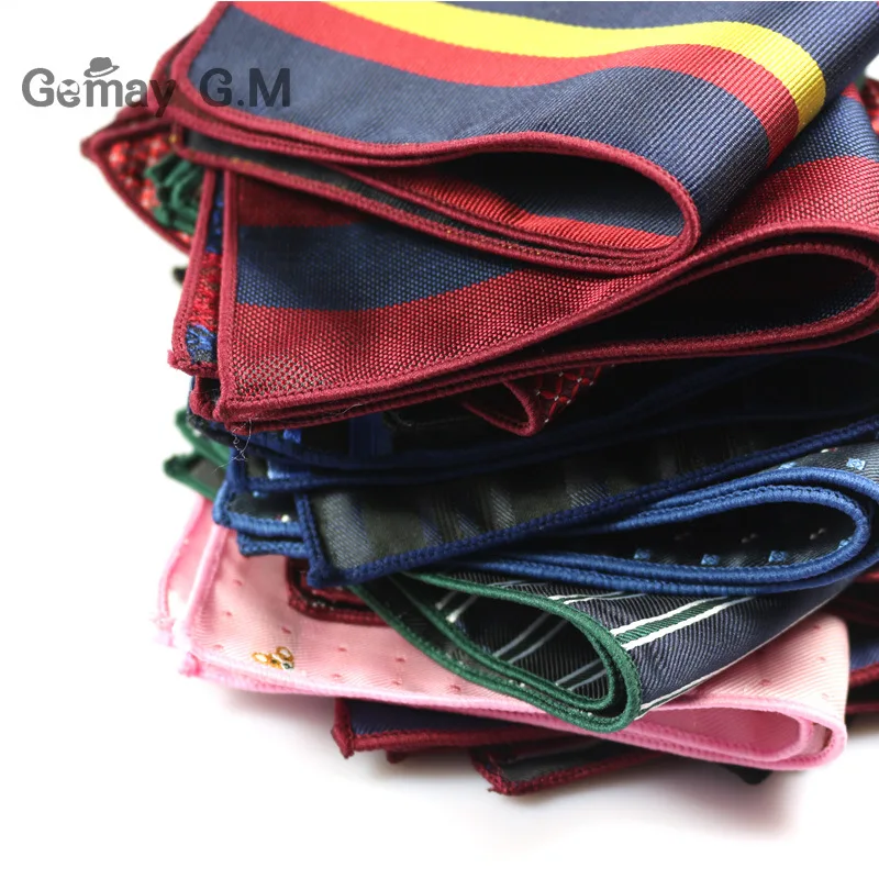 Men\'s Suits Polyester Handkerchiefs Woven Floral Pocket Square Hankies Chest Towel Formal Striped Wedding Pockets Square Hanky