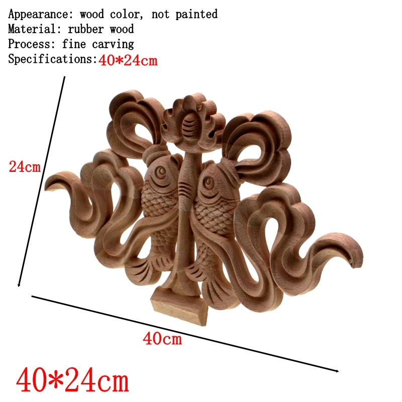 RUNBAZEF China Wind Wood Applique Decoration Furniture Miniatures Woodcarving Decal Corner Wall Door Frame Decorative Figurines