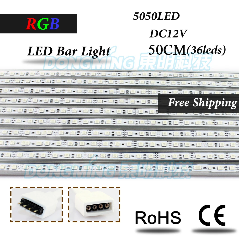 5set 50cm 36leds LED luces Strip 4pin rgb led Cabinet Bar 5050 With U aluminum groove+12V 5A Power Supply +44 Keys IR Controller