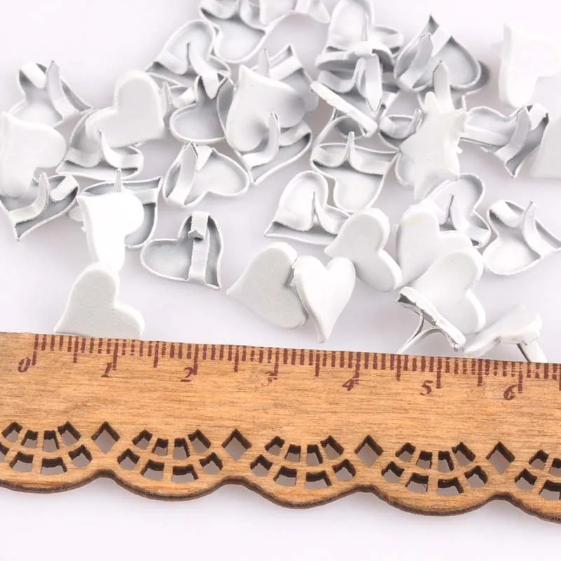 50PCs 11x8mm Mix Lovely Heart Brads Scrapbooking Embellishment Fastener Brads Metal Crafts For shoes Decoration CP1926