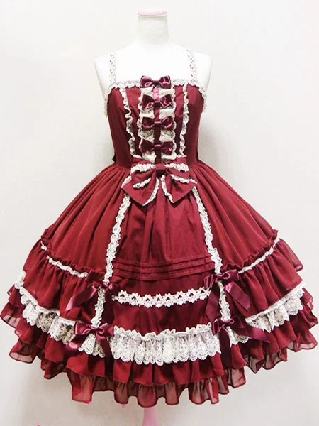 Vestido de Lolita azul profundo JSK, vestido de Lolita de algodón con volantes escalonados, sin mangas, estampado de flor de ciruelo