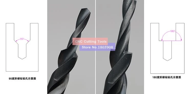 1 قطعة M3 M4 M5 M6 M8 M10 M12 * 90/180 درجة الكوبالت HSS M35 /HSS سلم الحفر تويست الحفر counterbore الحفر ، الشطب الحفر