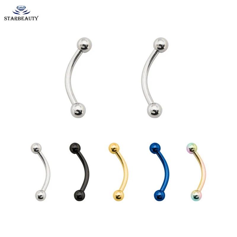 2Pcs 316L Stainless Steel Eyebrow Jewelry 1.2*6/8/10/12mm Eyebrow Piercing Ring Sexy Nipple Eyebrow Rings piercing Bars